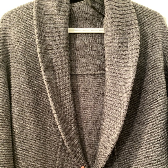 Grey Ribbed Babaton Merino Wool Cardigan - Picture 7 of 12